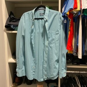 Izod Men's Aqua Checkered Button Down Shirt